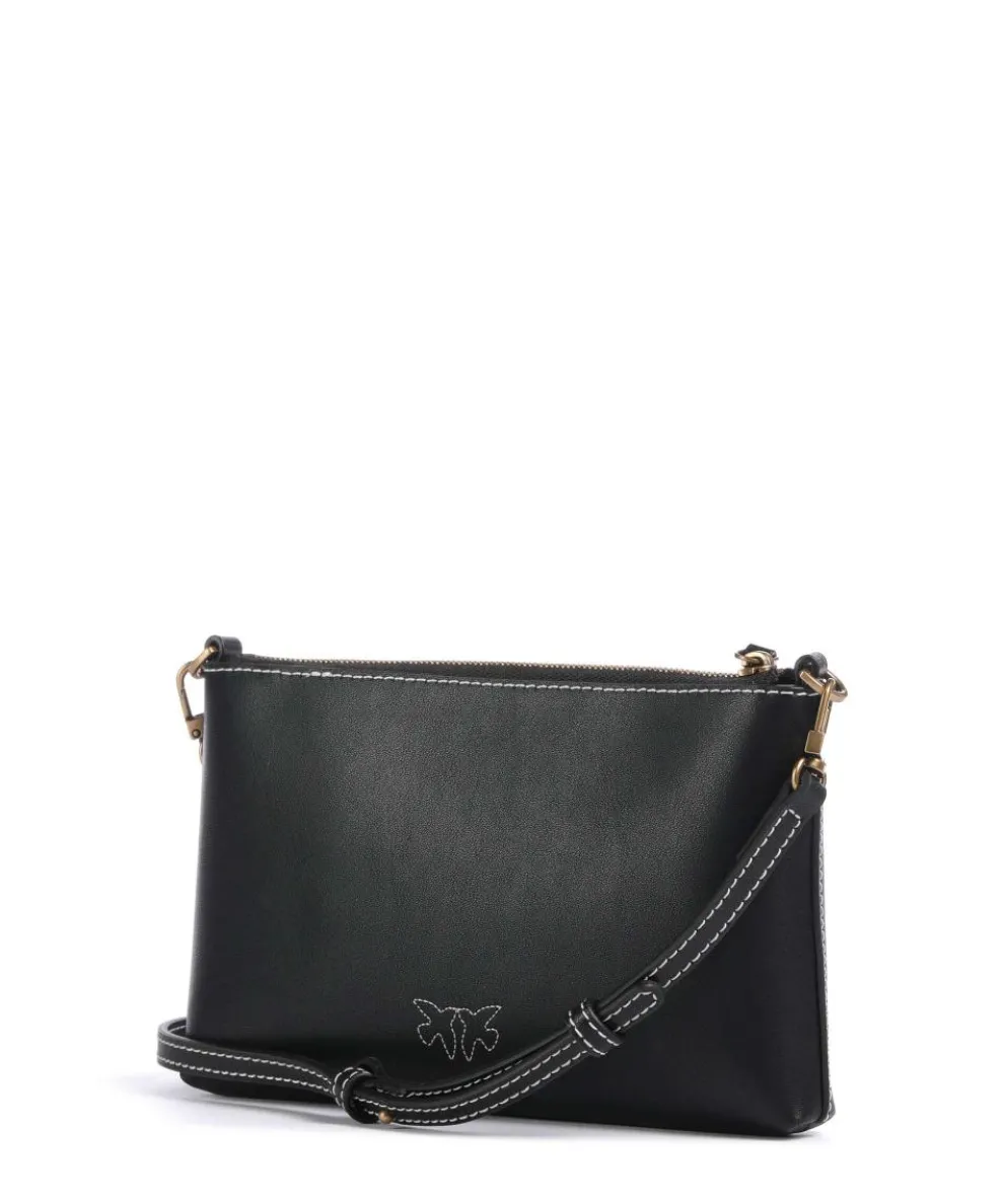 Flat Mini Umhängetasche fein genarbtes Kalbsleder schwarz