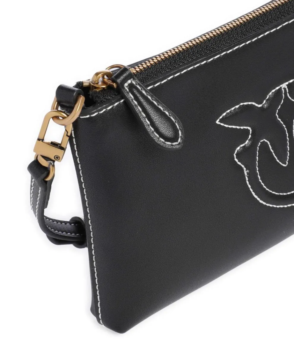 Flat Mini Umhängetasche fein genarbtes Kalbsleder schwarz