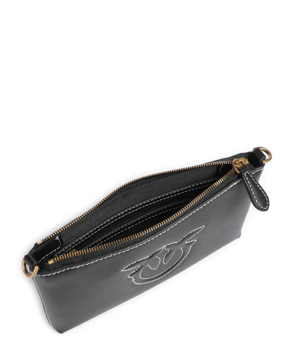 Flat Mini Umhängetasche fein genarbtes Kalbsleder schwarz