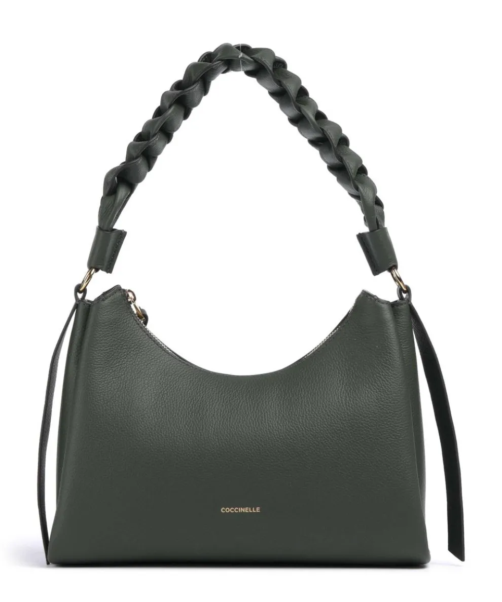 Boheme Grana Double Schultertasche genarbtes Leder dunkelgrün