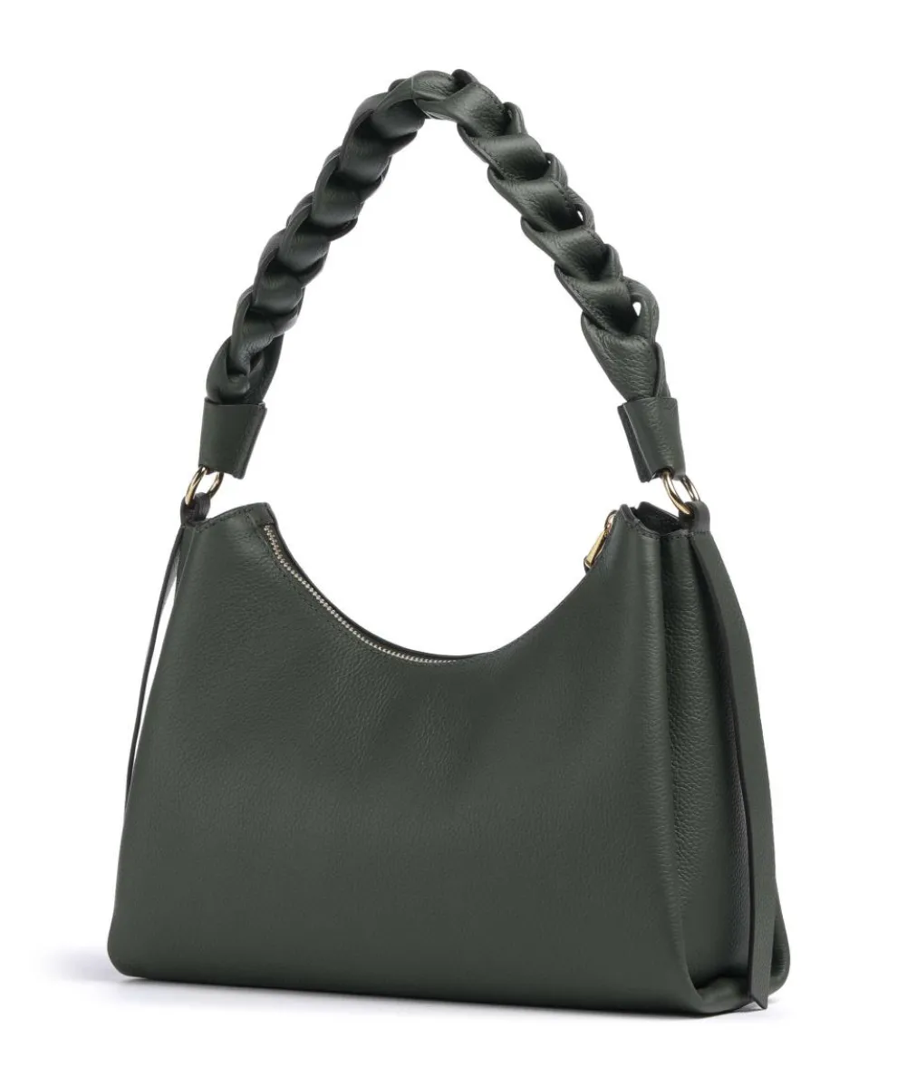 Boheme Grana Double Schultertasche genarbtes Leder dunkelgrün