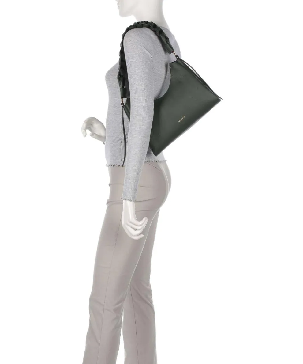 Boheme Grana Double Schultertasche genarbtes Leder dunkelgrün