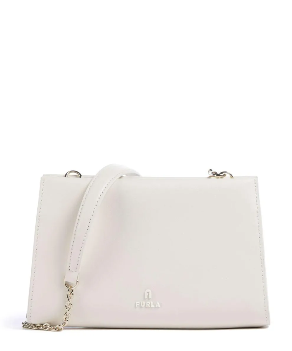 Myfurla Mini Umhängetasche fein genarbtes Leder weiß