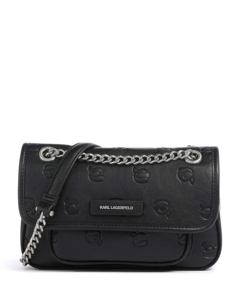 K/Ikon Monogram Schultertasche Lederimitat schwarz