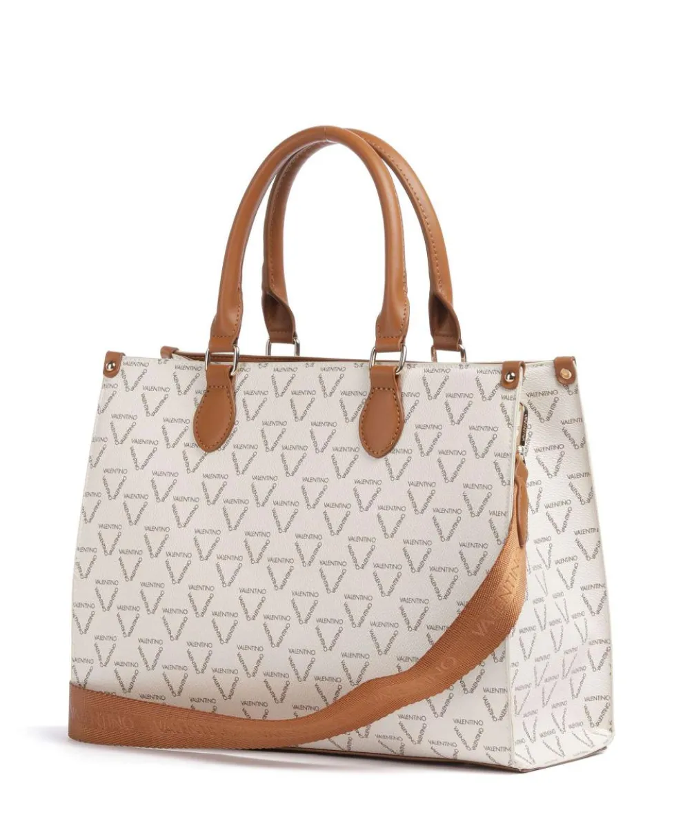 Lady Re Handtasche Lederimitat weiß/braun