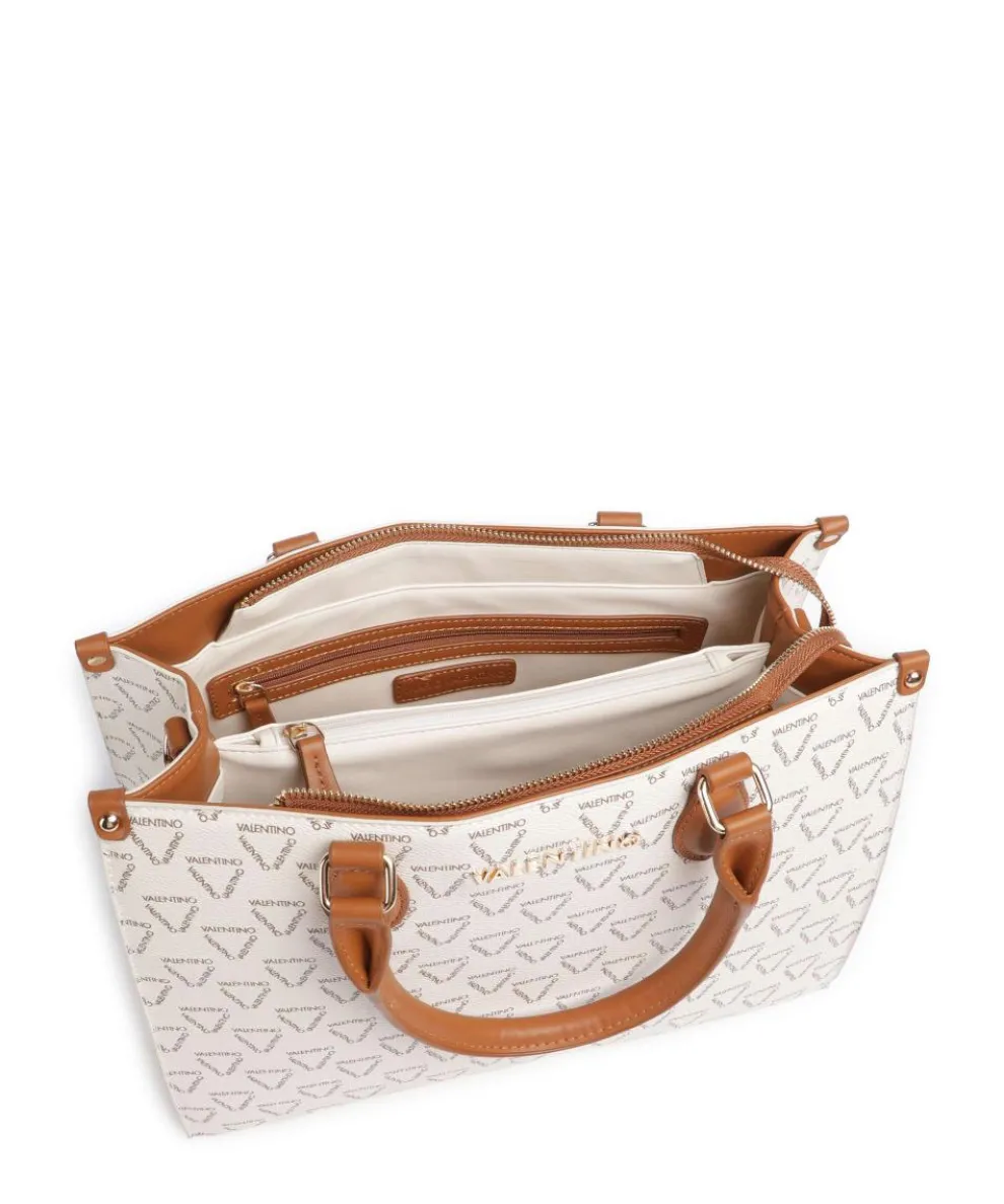 Lady Re Handtasche Lederimitat weiß/braun