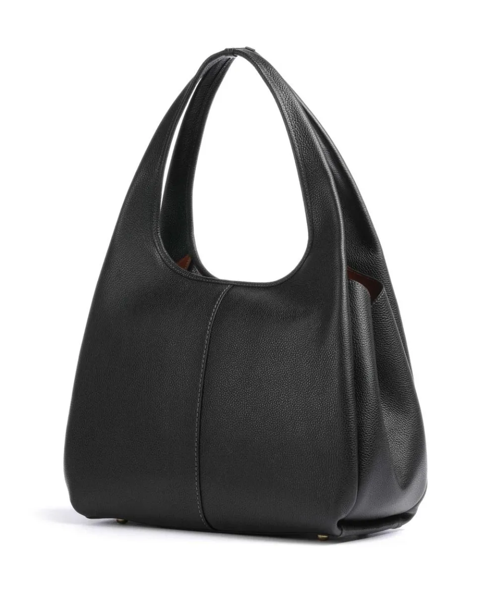 Lana Beuteltasche genarbtes Leder schwarz