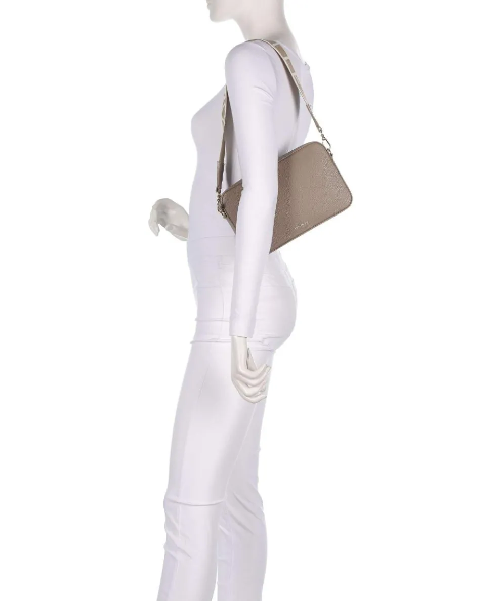Tebe Schultertasche genarbtes Rindsleder taupe