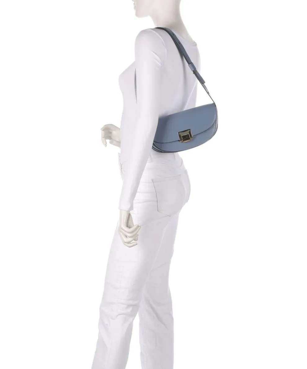 Toa Schultertasche fein genarbtes Kalbsleder blaugrau