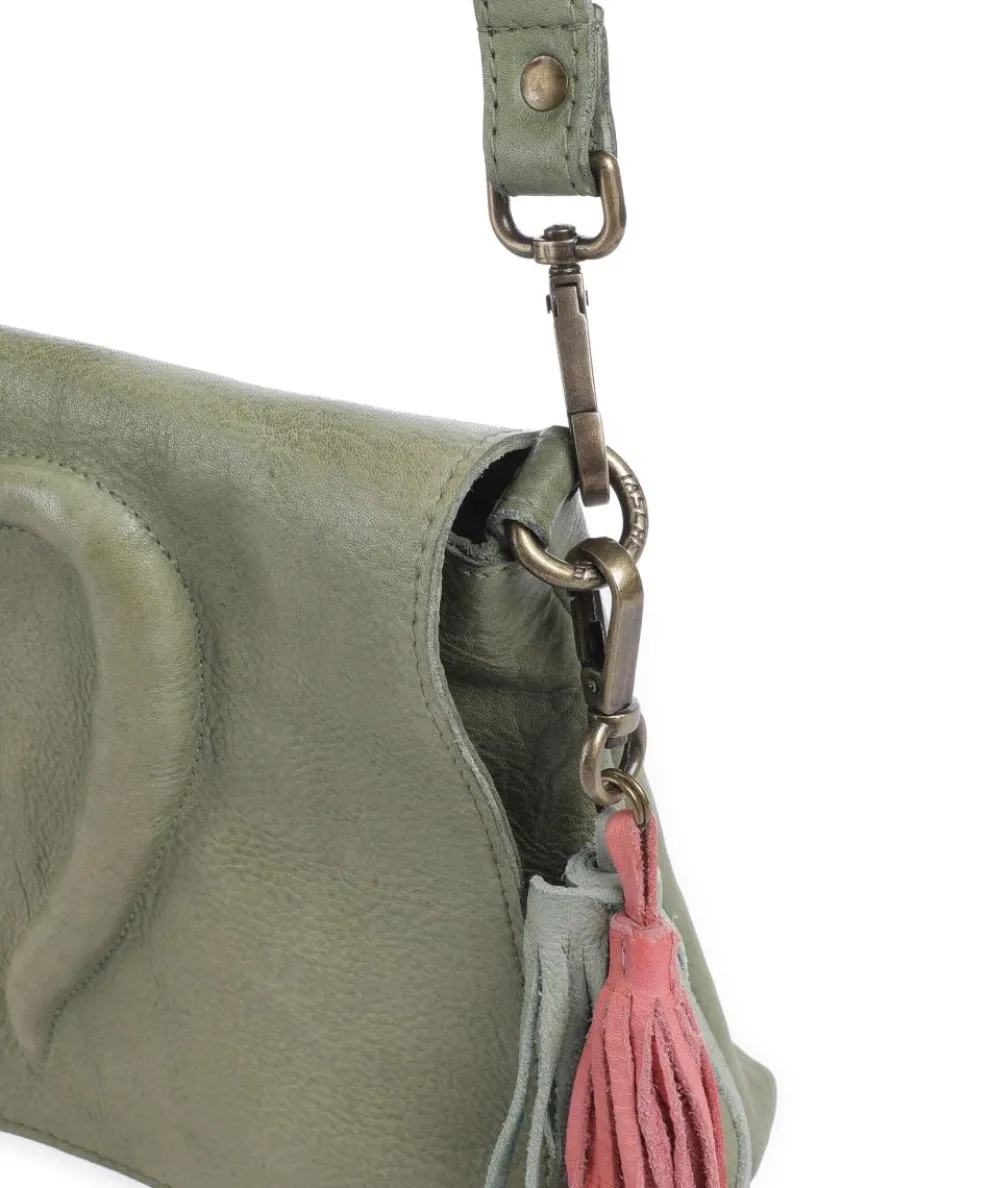 Herzweg 3 Umhängetasche genarbtes Leder grün