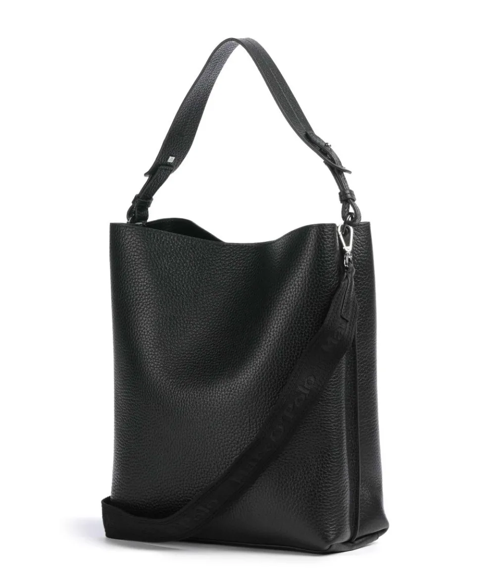 Brinja M Beuteltasche genarbtes Rindsleder schwarz