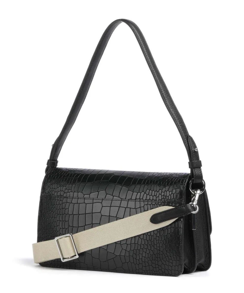 Leather Lane Schultertasche geprägtes Rindsleder schwarz