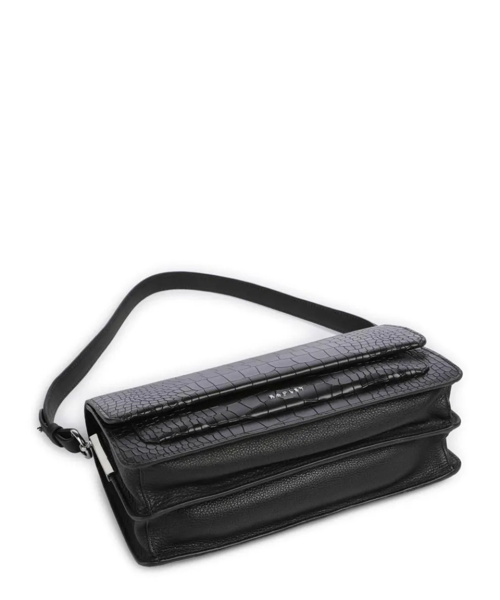 Leather Lane Schultertasche geprägtes Rindsleder schwarz