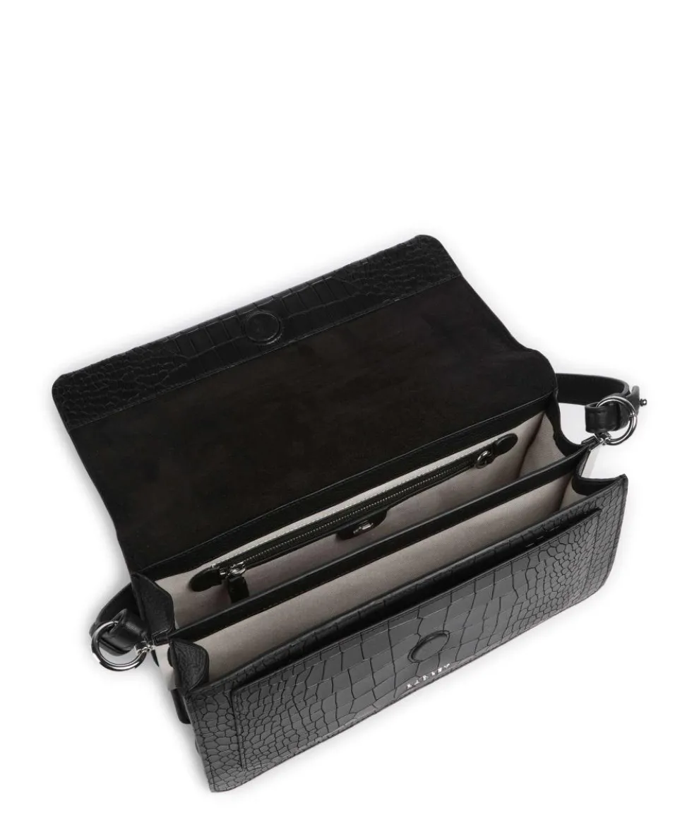 Leather Lane Schultertasche geprägtes Rindsleder schwarz