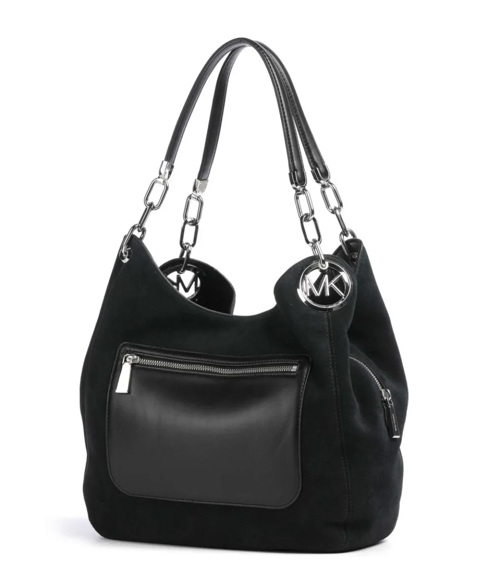 Lillie Large Beuteltasche aufgerautes Rindsleder schwarz