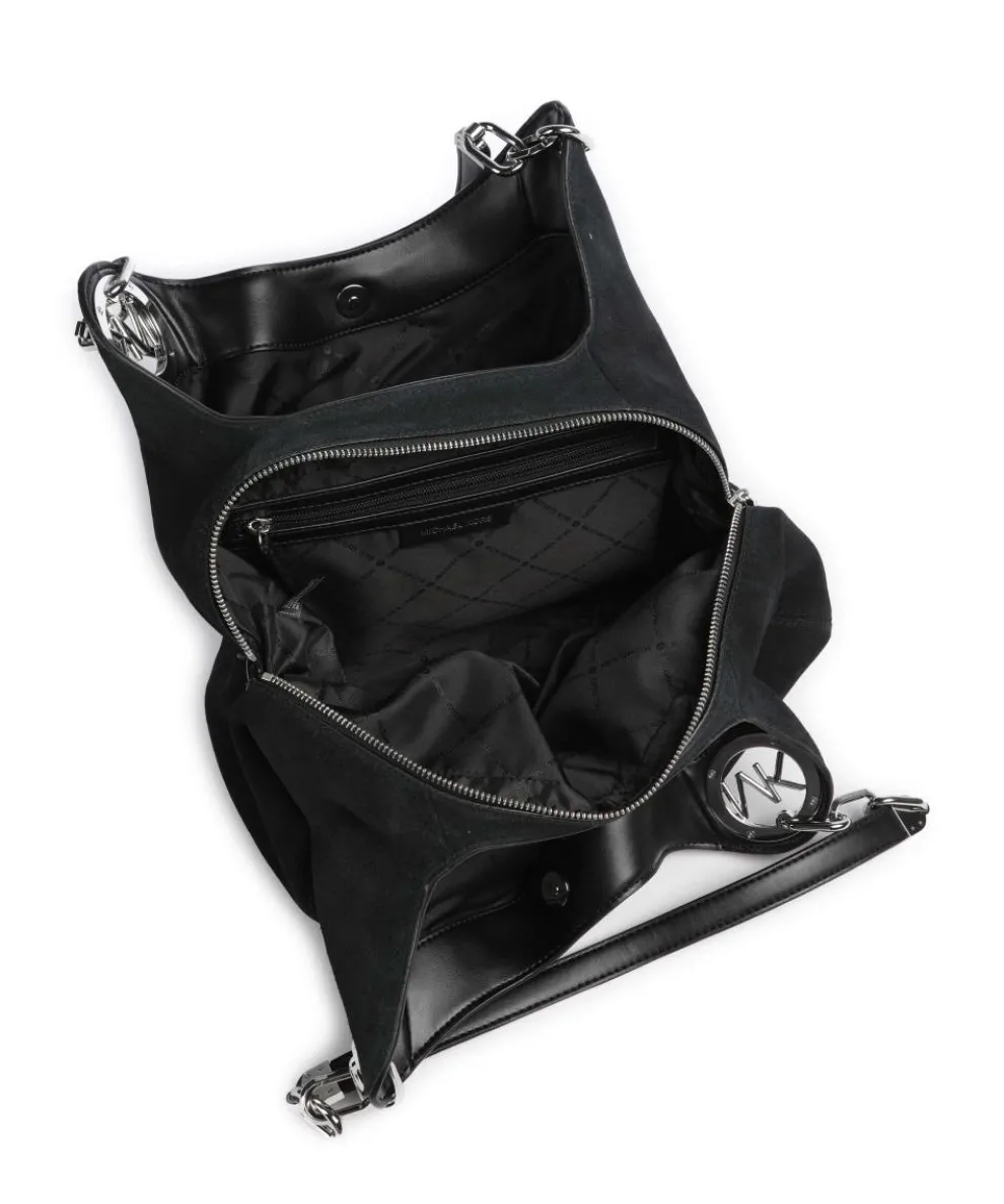 Lillie Large Beuteltasche aufgerautes Rindsleder schwarz