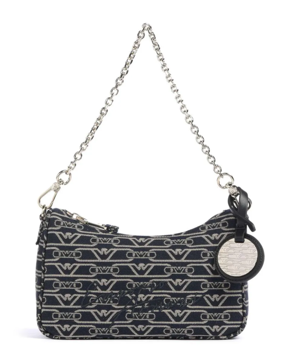 Lilly Schultertasche Canvas blau/beige