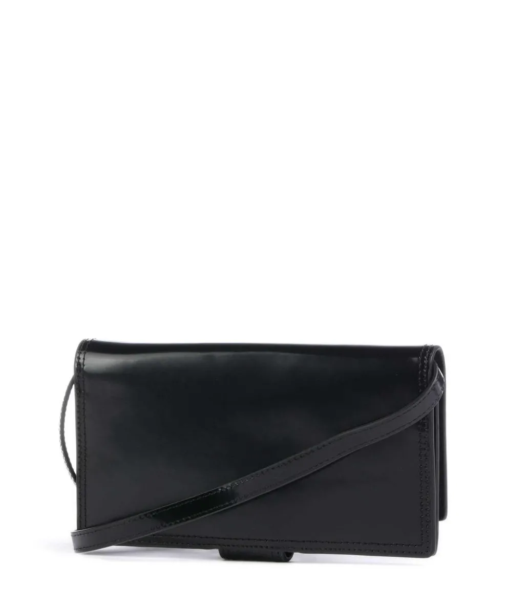 Lisa Spazzolato L Umhängetasche glattes Leder schwarz