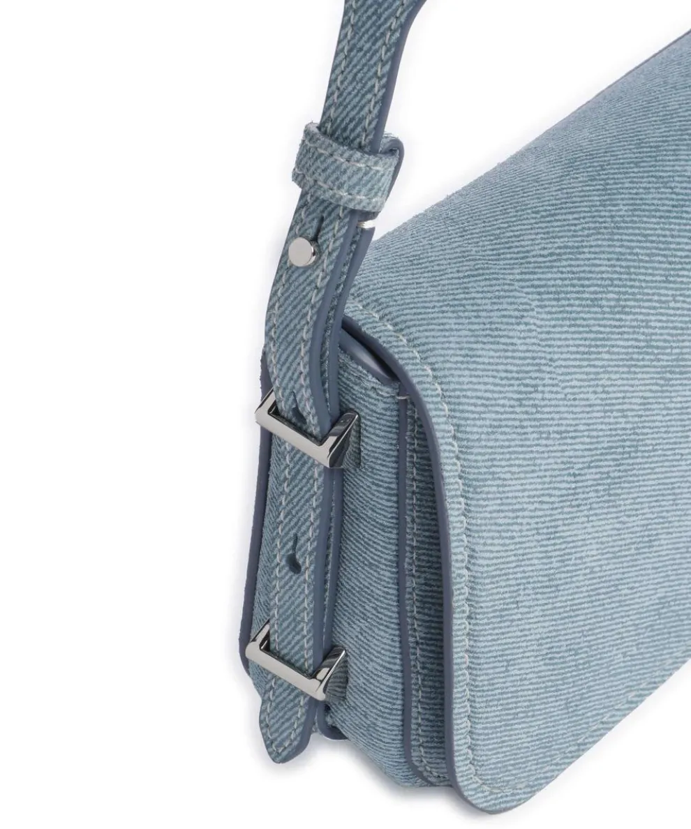 Liv Small Schultertasche aufgerautes Rindsleder blau