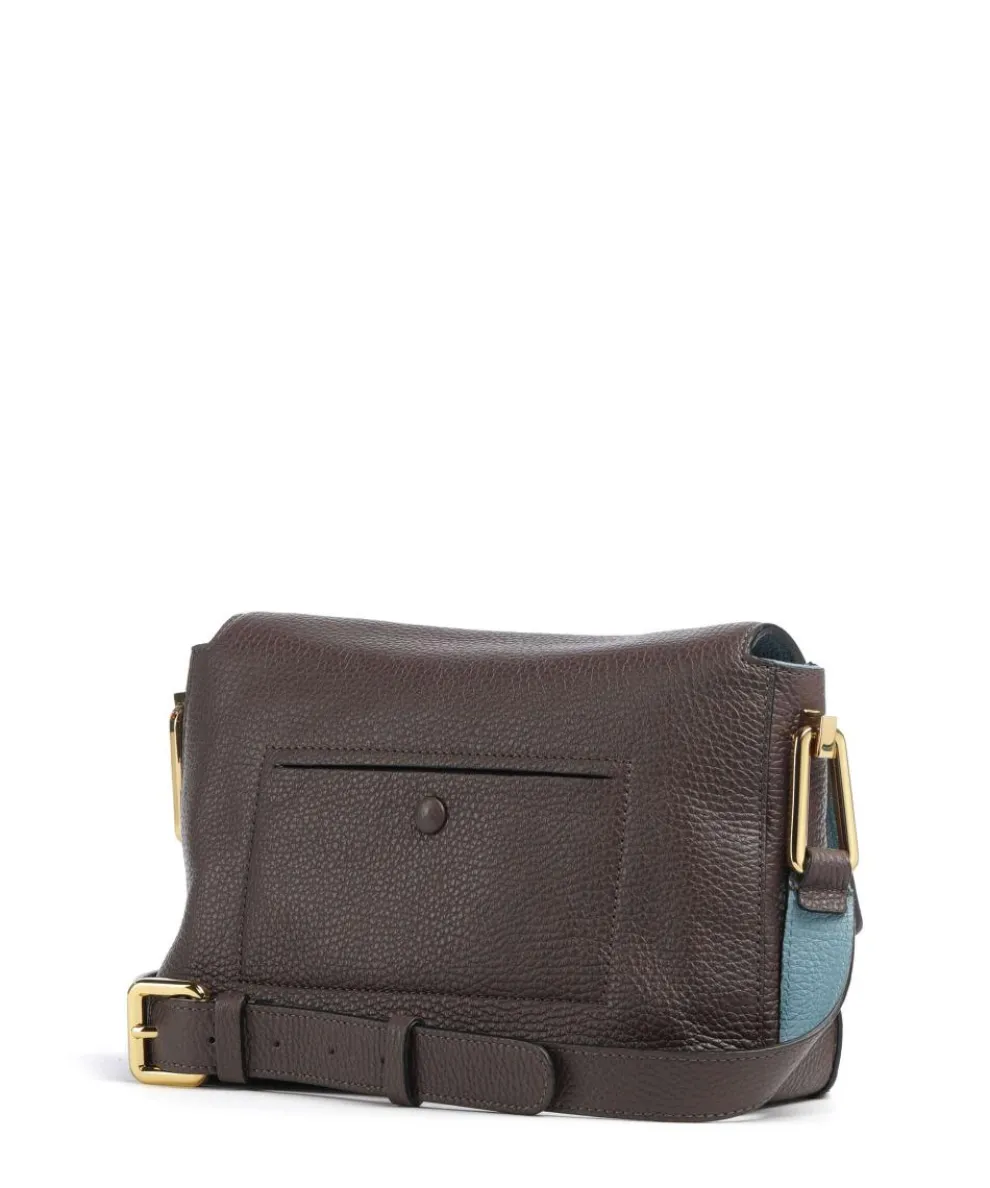 Liya Umhängetasche genarbtes Leder dunkelbraun