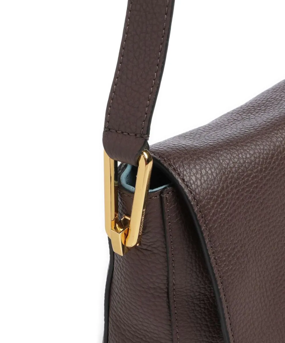 Liya Umhängetasche genarbtes Leder dunkelbraun