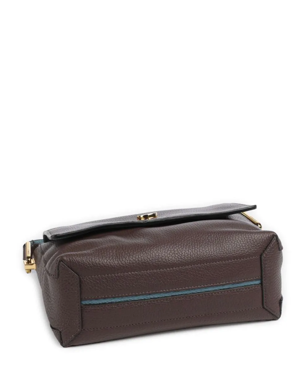 Liya Umhängetasche genarbtes Leder dunkelbraun