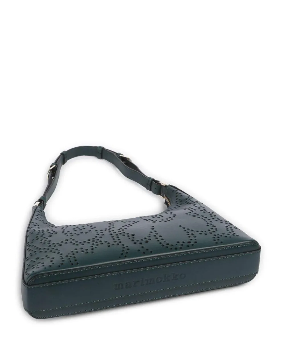 Unikko Imprint Schultertasche Leder dunkelgrün