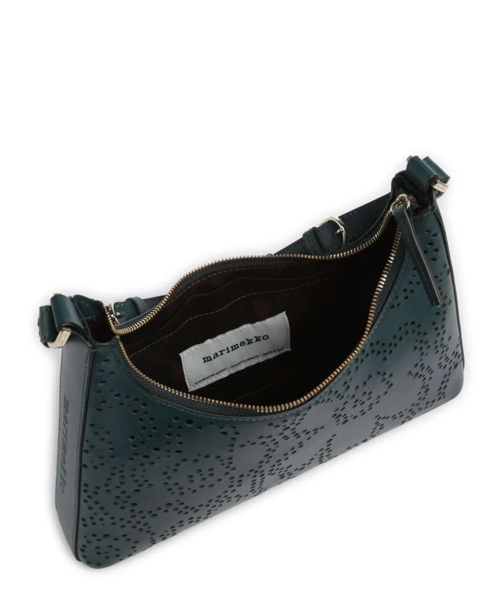 Unikko Imprint Schultertasche Leder dunkelgrün