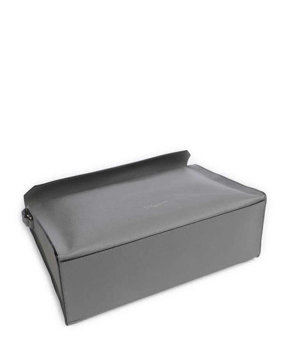 Lora Small Pebble M Schultertasche genarbtes Rindsleder grau