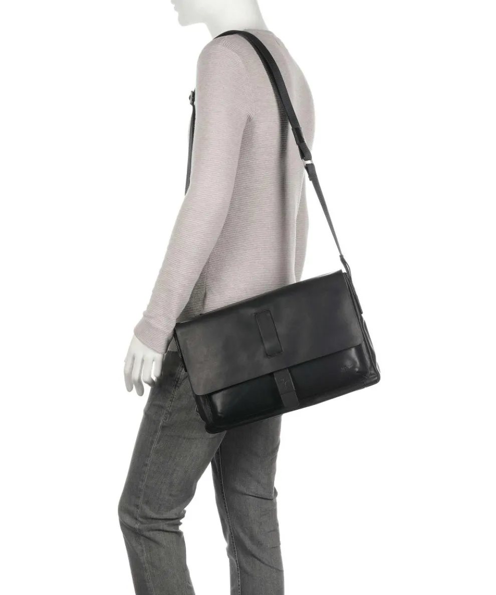 Loreto Janis Kuriertasche fein genarbtes Rindsleder schwarz