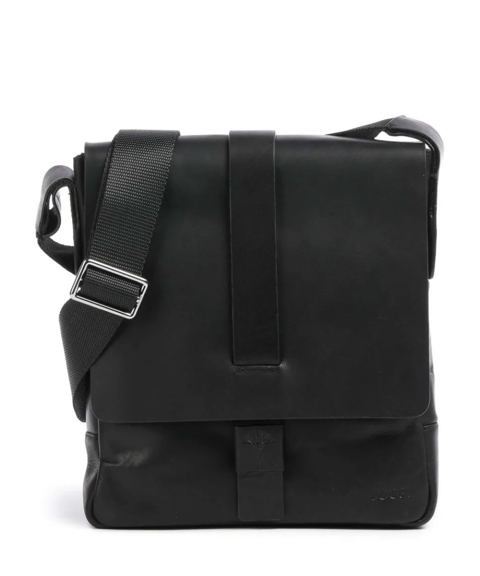 Loreto Paris Umhängetasche fein genarbtes Rindsleder schwarz