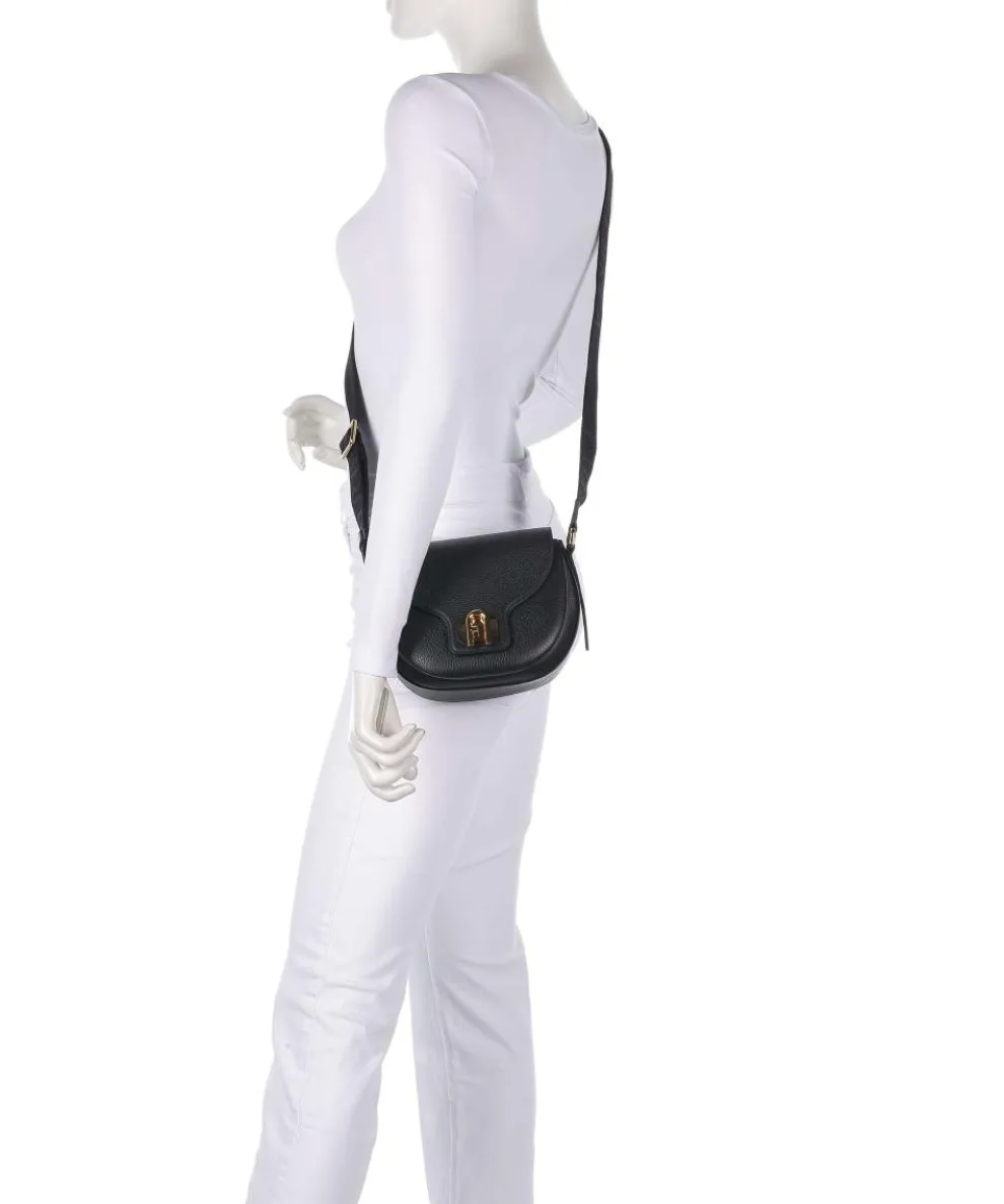 Lotus Mini Umhängetasche genarbtes Leder schwarz