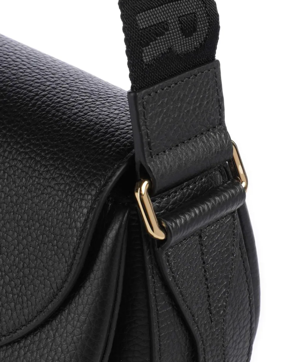 Lotus Mini Umhängetasche genarbtes Leder schwarz