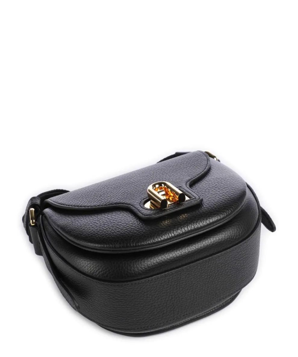 Lotus Mini Umhängetasche genarbtes Leder schwarz