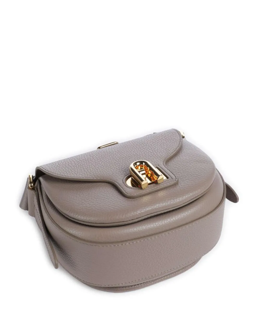 Lotus Mini Umhängetasche genarbtes Leder taupe