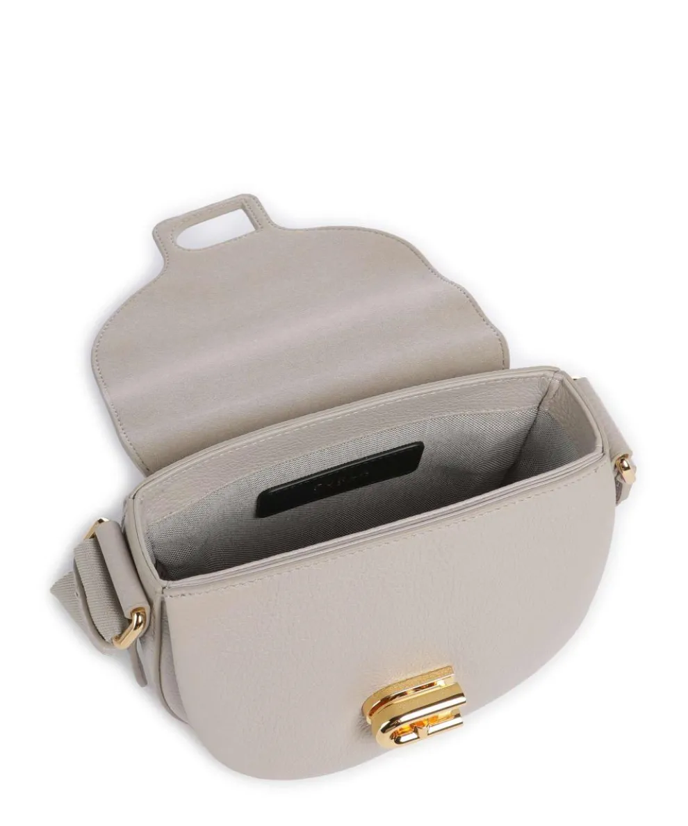 Lotus Mini Umhängetasche genarbtes Leder beige