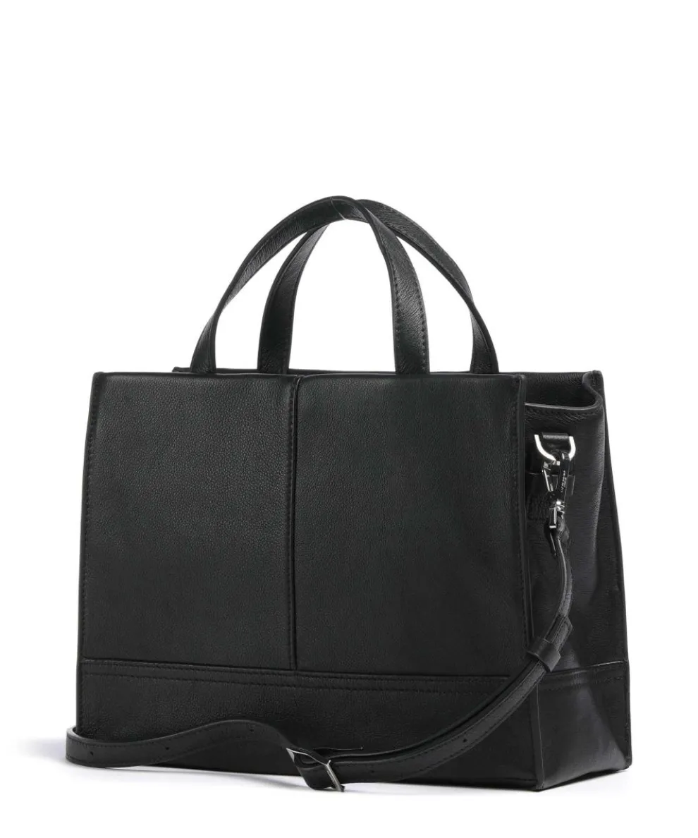 Lou 2 3D Leather M Handtasche genarbtes Leder schwarz