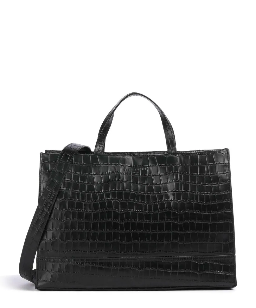 Lou 2 New Croco L Handtasche geprägtes Leder schwarz