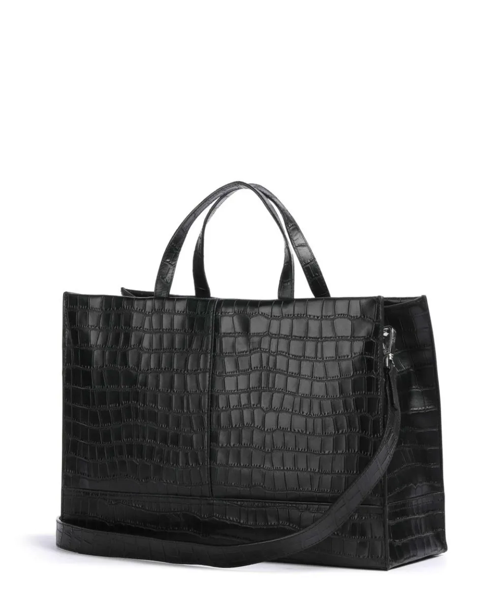 Lou 2 New Croco L Handtasche geprägtes Leder schwarz