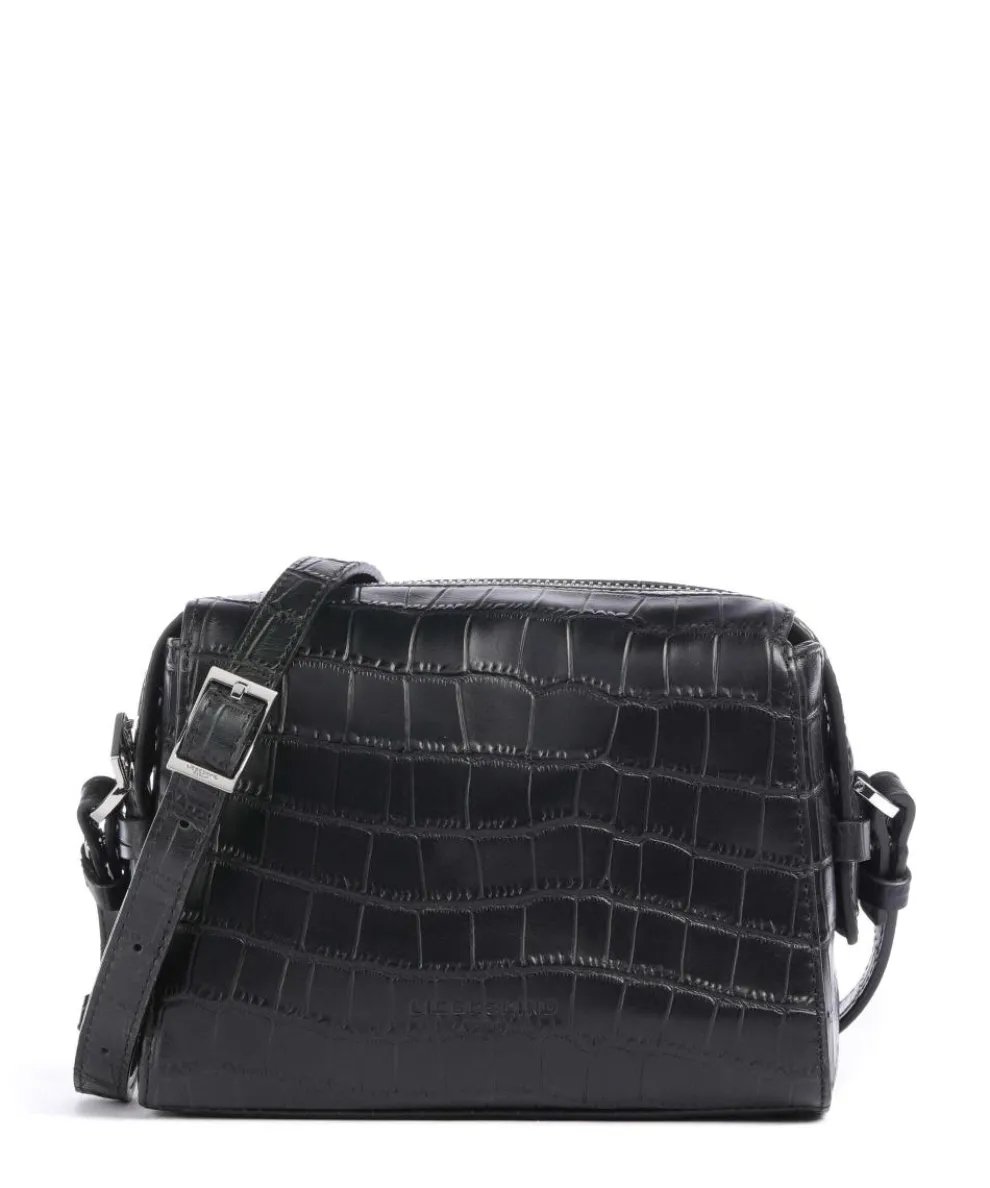 Lou 2 New Croco S Umhängetasche geprägtes Leder schwarz