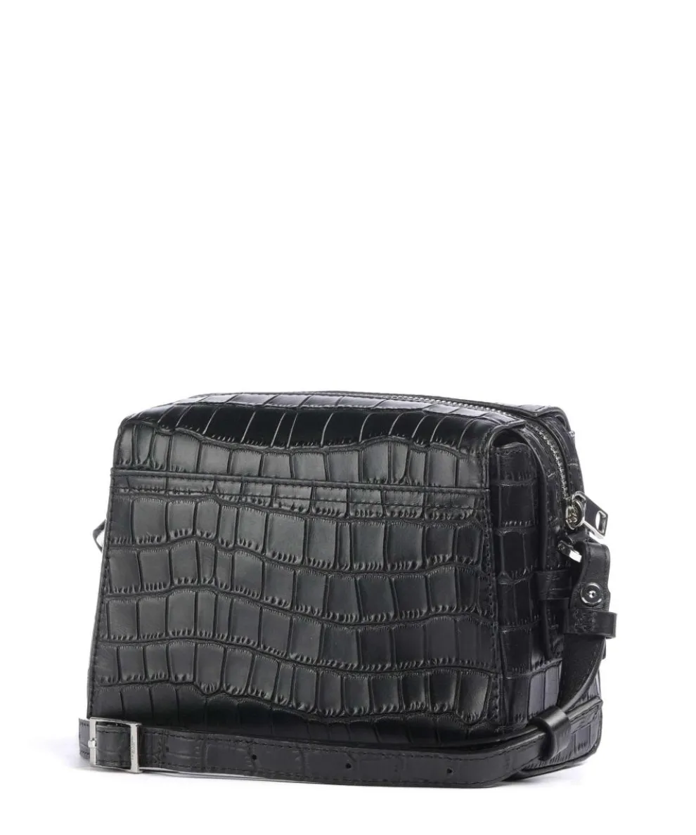 Lou 2 New Croco S Umhängetasche geprägtes Leder schwarz