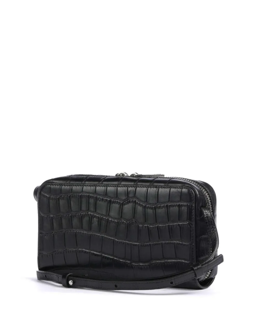 Lou Croco XS Geldbörse geprägtes Leder schwarz