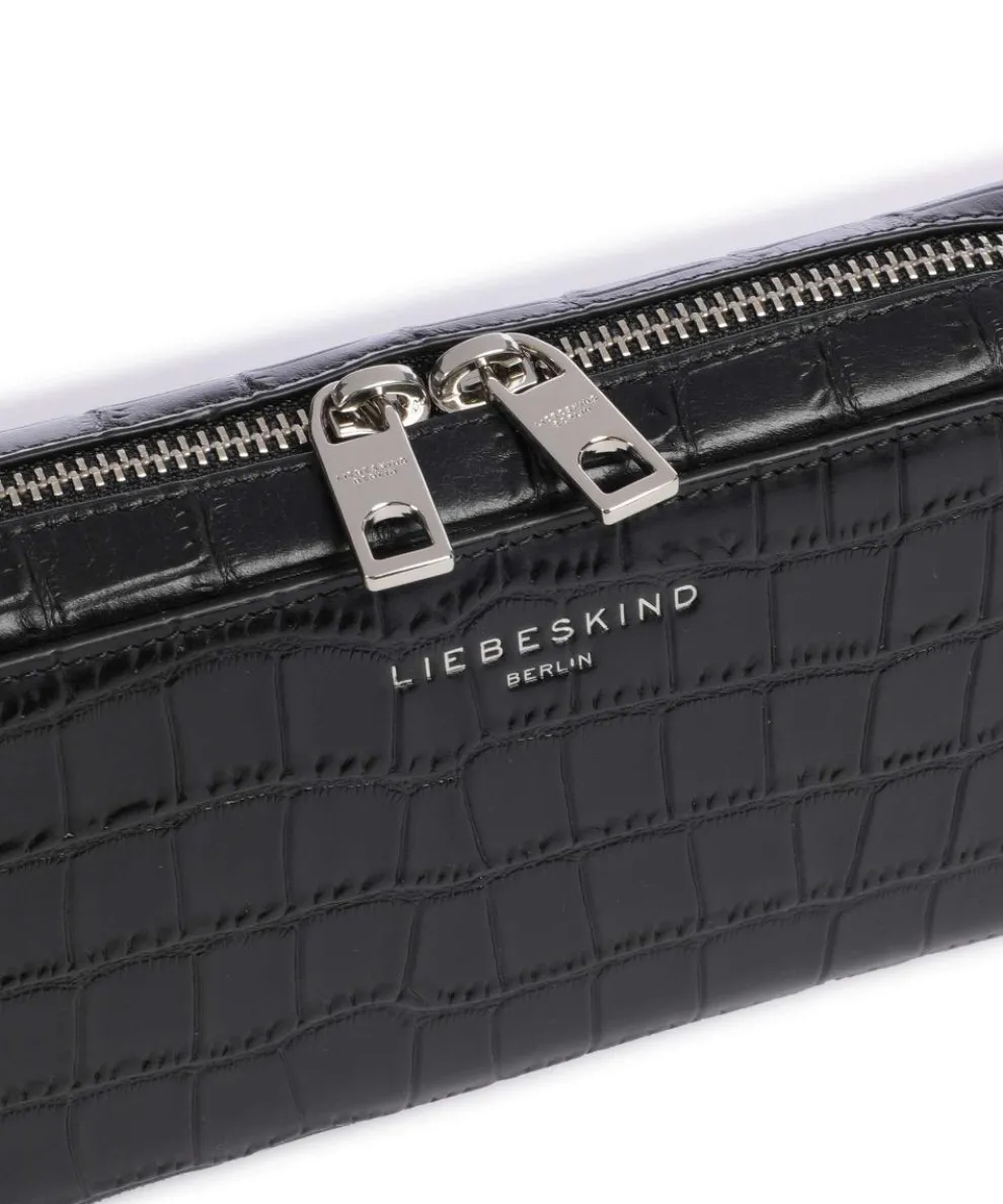 Lou Croco XS Geldbörse geprägtes Leder schwarz