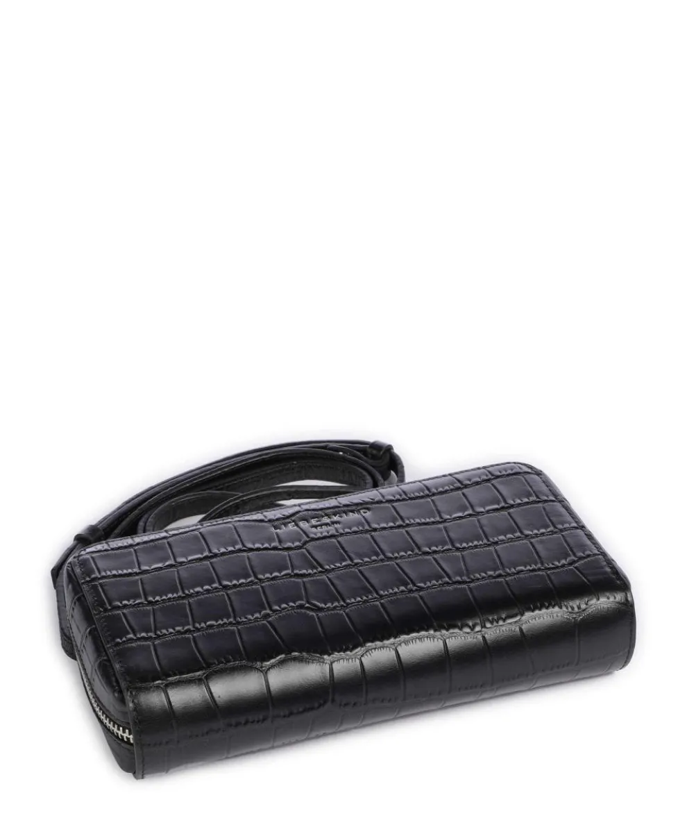 Lou Croco XS Geldbörse geprägtes Leder schwarz