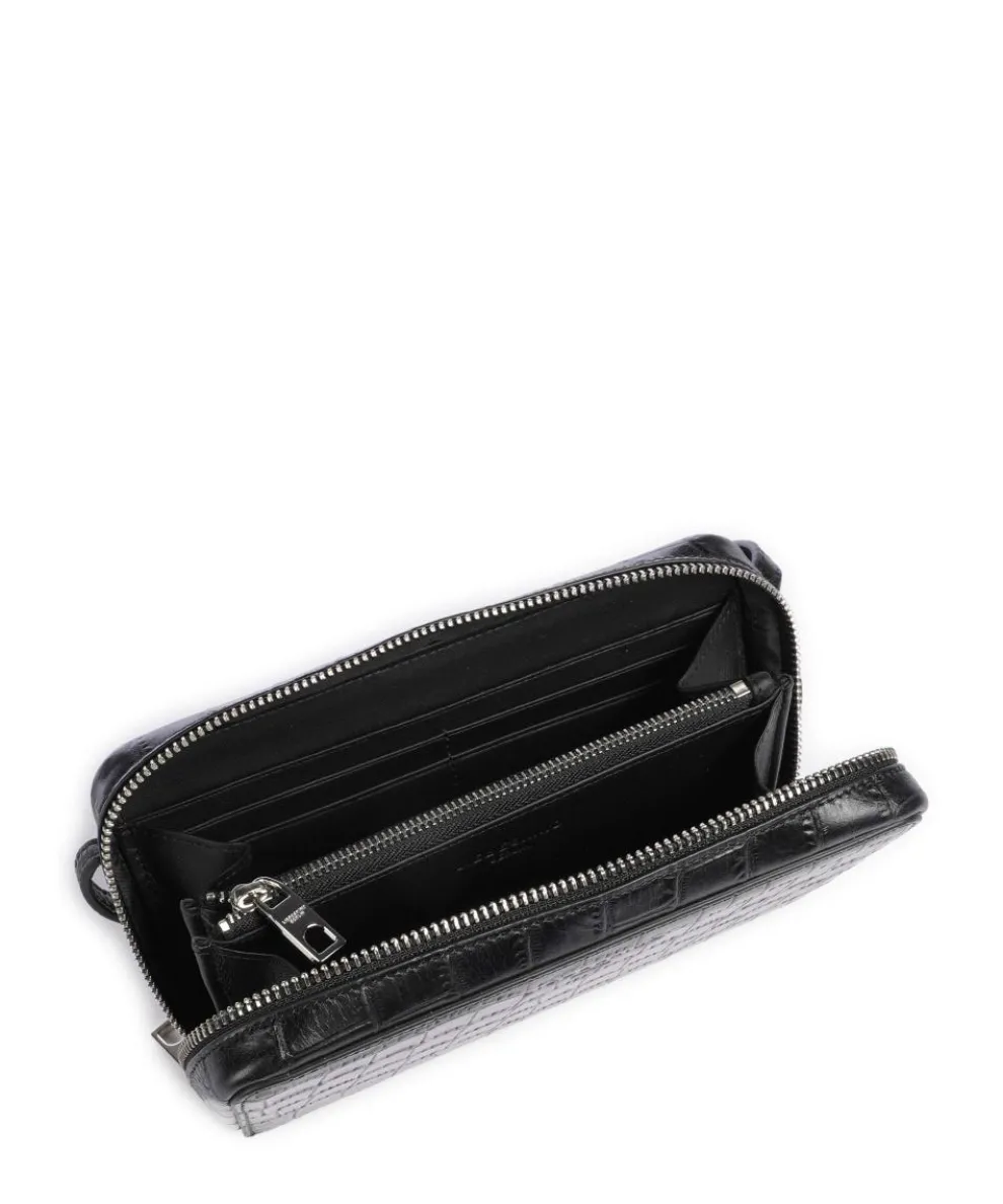 Lou Croco XS Geldbörse geprägtes Leder schwarz