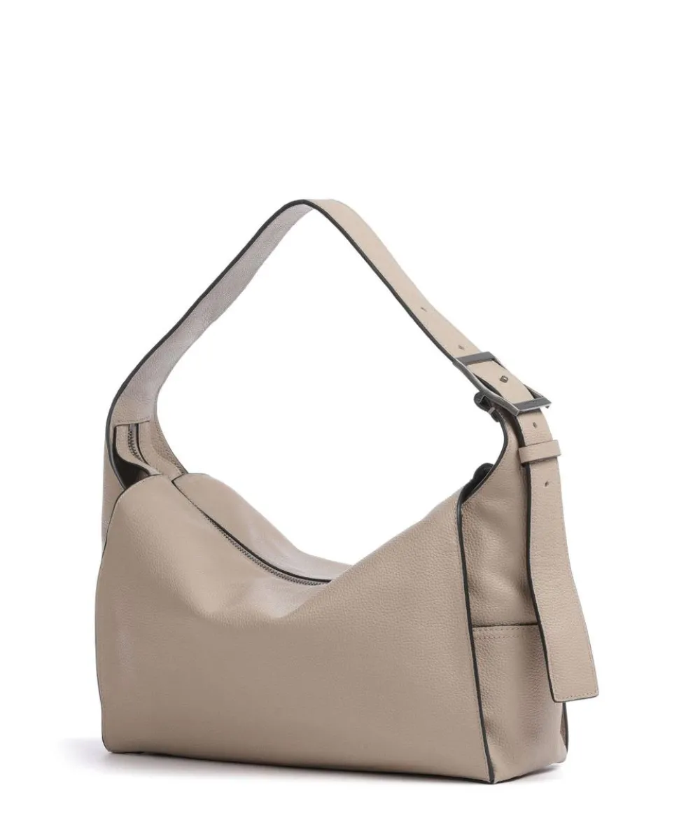 Lou Small Pebble M Beuteltasche genarbtes Rindsleder beige