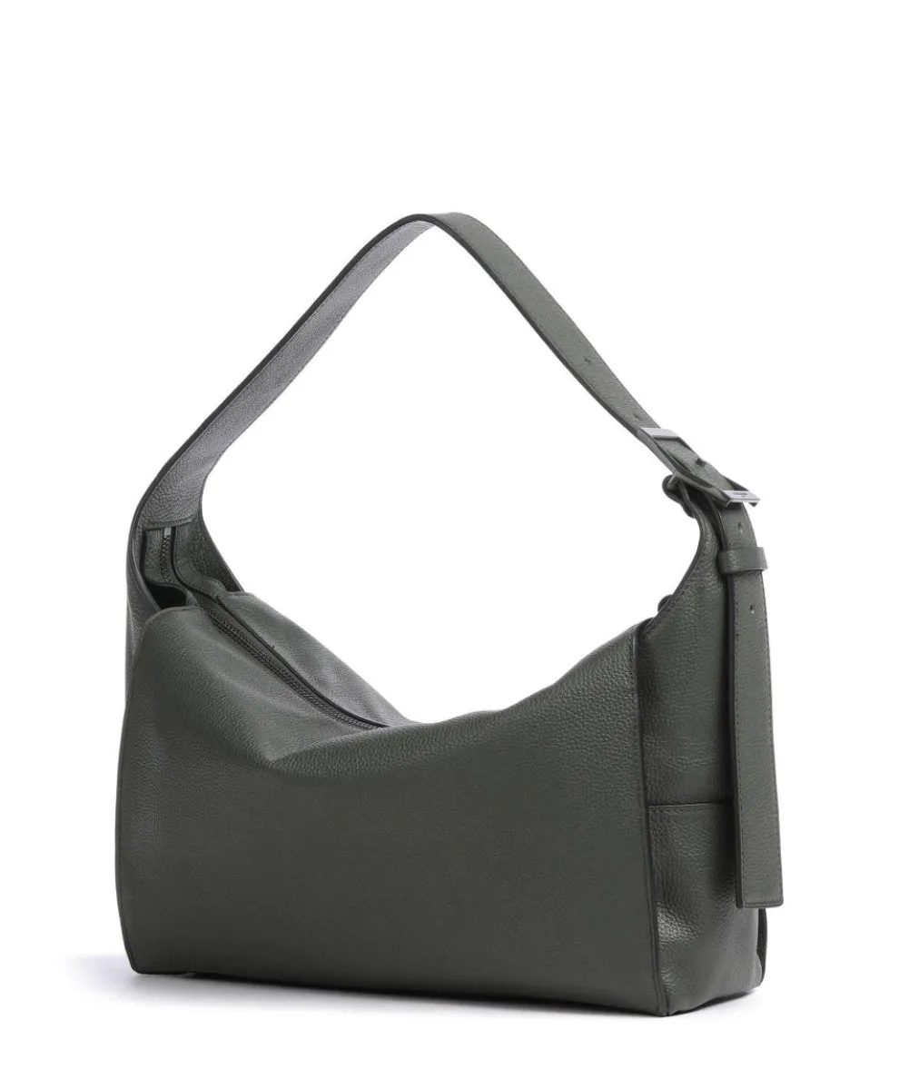 Lou Small Pebble M Beuteltasche genarbtes Rindsleder dunkelgrün