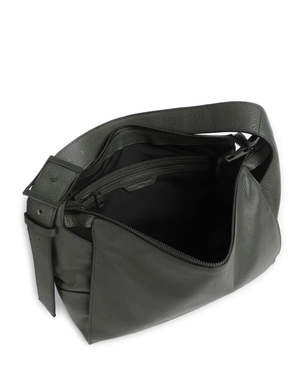 Lou Small Pebble M Beuteltasche genarbtes Rindsleder dunkelgrün