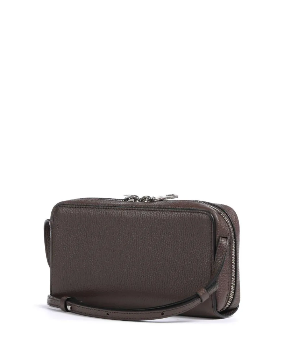 Lou Small Pebble XS Geldbörse genarbtes Rindsleder dunkelbraun