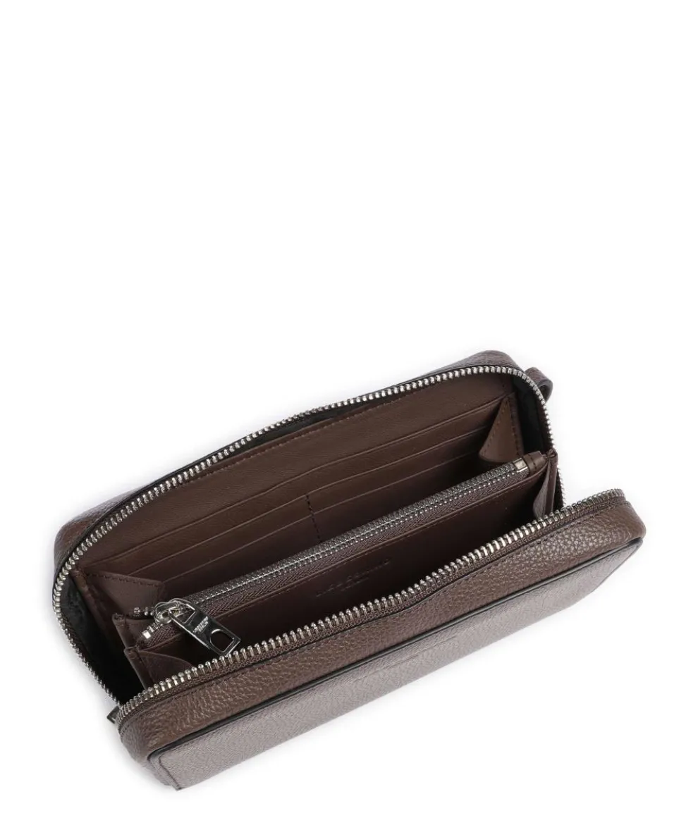 Lou Small Pebble XS Geldbörse genarbtes Rindsleder dunkelbraun